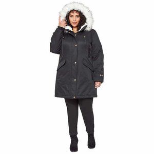 1 Madison Expedition Women's Faux Fur Trim Long Parka Jacket Coat with Hood
